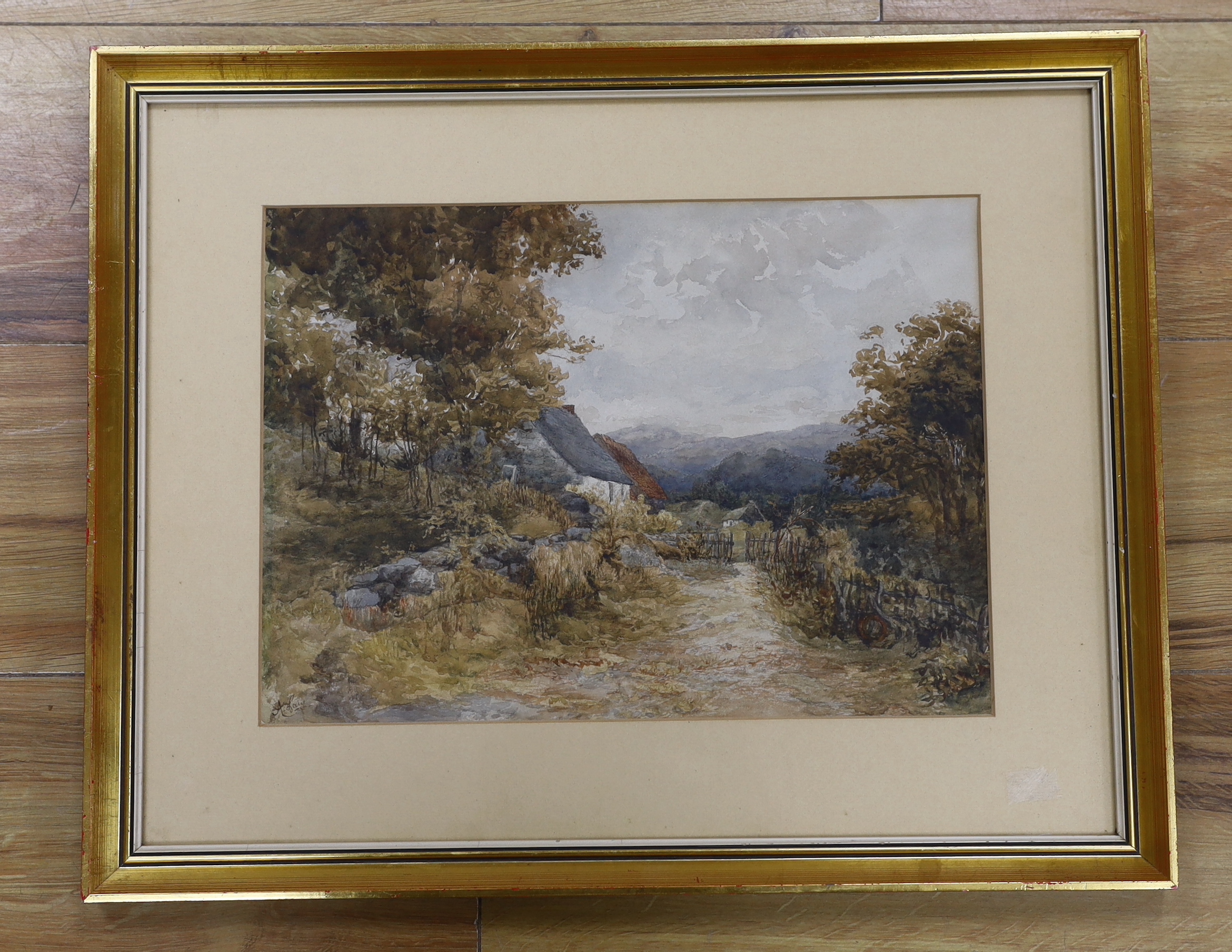 Andrew Law (Scottish, 1873-1967) watercolour, Brig O'Turk, signed, 24 x 33cm